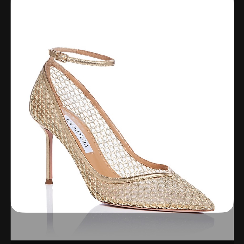 Aquazzura Metallic Gold Ankle Strap Heels